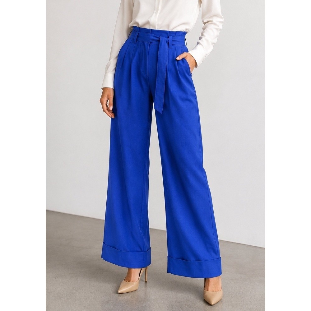 Banana Republic Blue Wide Leg Pull-On Pants Womens Size 2 Elastic Waist